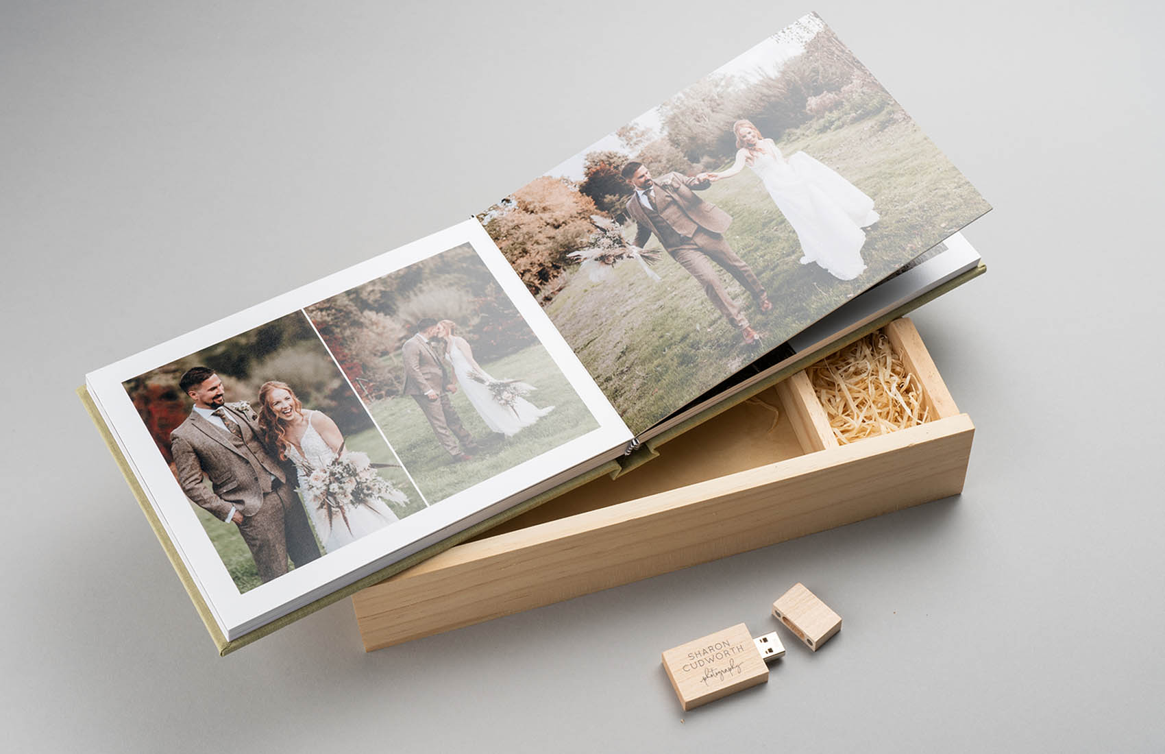 Linen Photo Book + Wooden USB Box