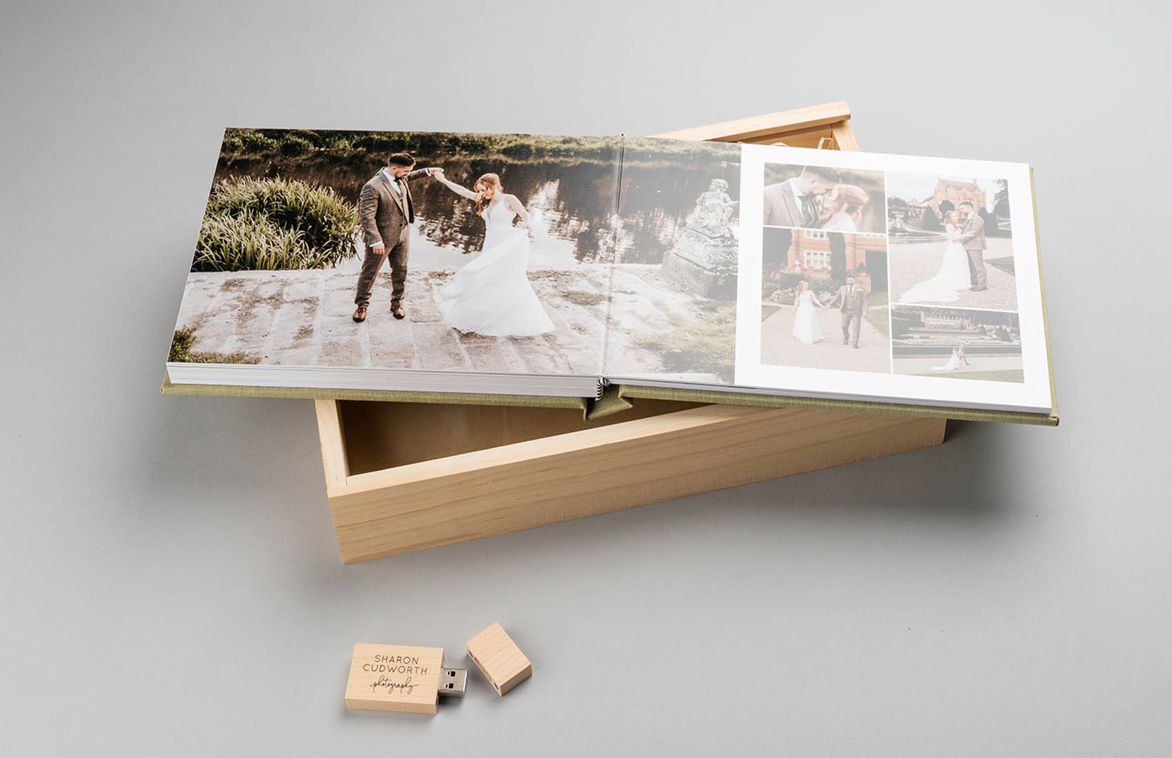 Linen Photo Book + Wooden USB Box